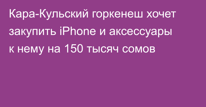 Кара-Кульский горкенеш хочет закупить iPhone и аксессуары к нему на 150 тысяч сомов