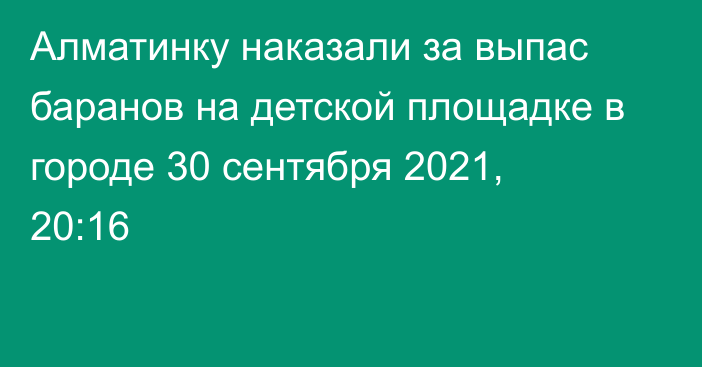 Алматинку наказали за выпас баранов на детской площадке в городе
                30 сентября 2021, 20:16
