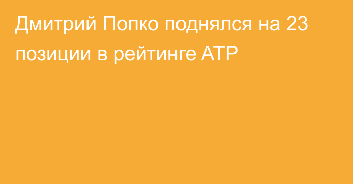 Дмитрий Попко поднялся на 23 позиции в рейтинге ATP