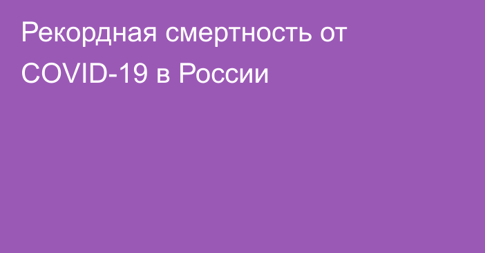 Рекордная смертность от COVID-19 в России
