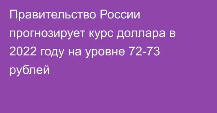 Правительство России прогнозирует курс доллара в 2022 году на уровне 72-73 рублей