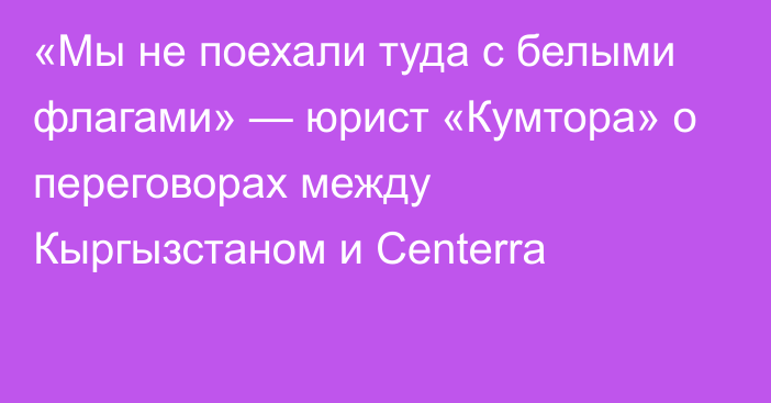 «Мы не поехали туда с белыми флагами» — юрист «Кумтора» о переговорах между Кыргызстаном и Centerra