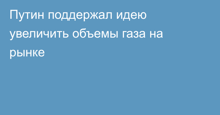 Путин поддержал идею увеличить объемы газа на рынке