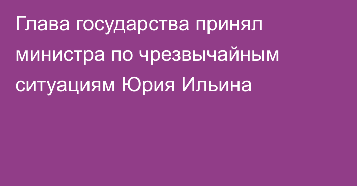 Глава государства принял министра по чрезвычайным ситуациям Юрия Ильина