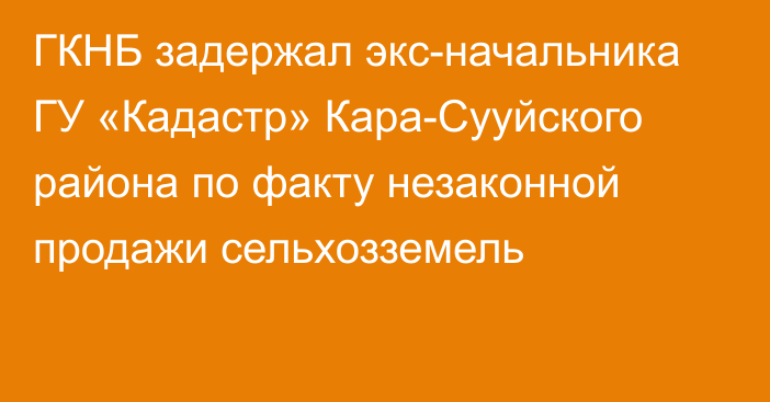 ГКНБ задержал экс-начальника ГУ «Кадастр» Кара-Сууйского района по факту незаконной продажи сельхозземель