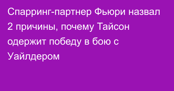 Спарринг-партнер Фьюри назвал 2 причины, почему Тайсон одержит победу в бою с Уайлдером