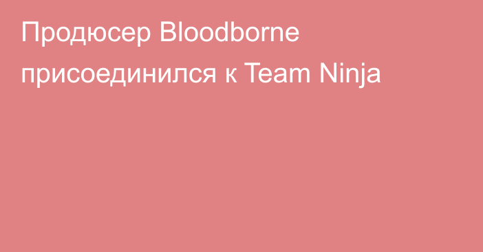 Продюсер Bloodborne присоединился к Team Ninja