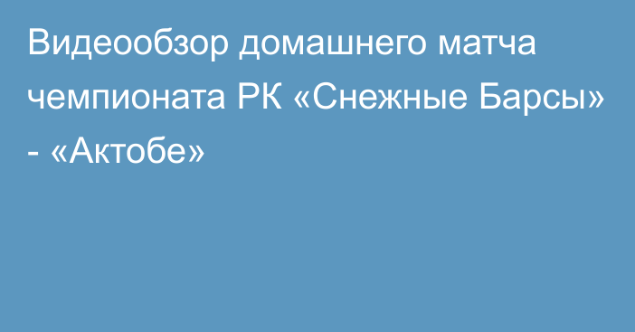 Видеообзор домашнего матча чемпионата РК «Снежные Барсы» - «Актобе»