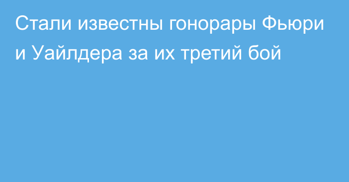 Стали известны гонорары Фьюри и Уайлдера за их третий бой