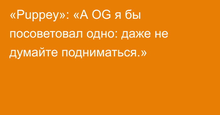 «Puppey»: «А OG я бы посоветовал одно: даже не думайте подниматься.»