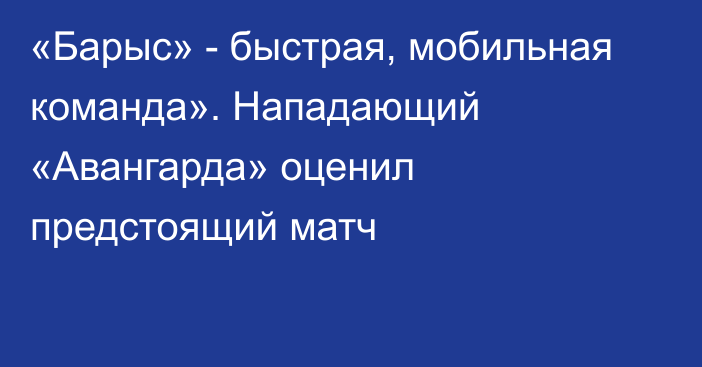 «Барыс» - быстрая, мобильная команда». Нападающий «Авангарда» оценил предстоящий матч