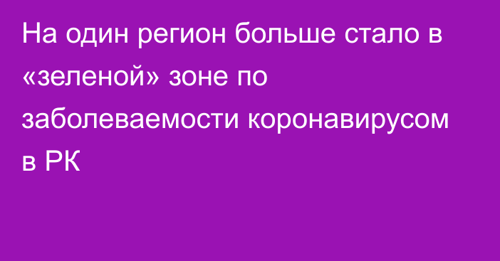 На один регион больше стало в «зеленой» зоне по заболеваемости коронавирусом в РК