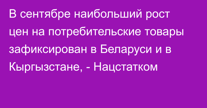 В сентябре наибольший рост цен на потребительские товары зафиксирован в Беларуси и в Кыргызстане, - Нацстатком