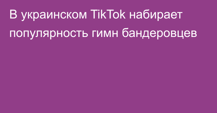 В украинском TikTok набирает популярность гимн бандеровцев