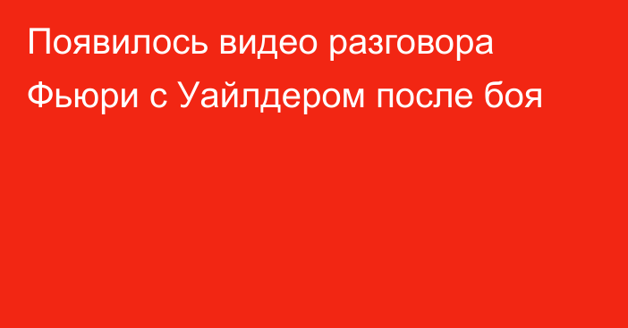 Появилось видео разговора Фьюри с Уайлдером после боя