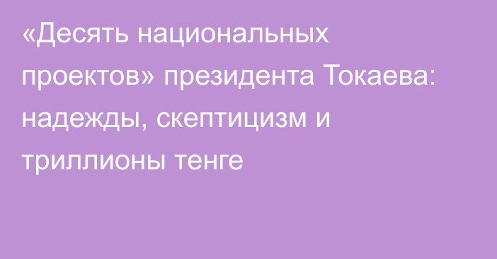 «Десять национальных проектов» президента Токаева: надежды, скептицизм и триллионы тенге
