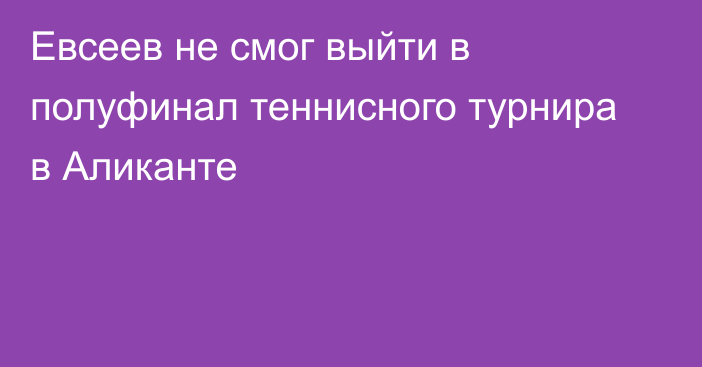 Евсеев не смог выйти в полуфинал теннисного турнира в Аликанте