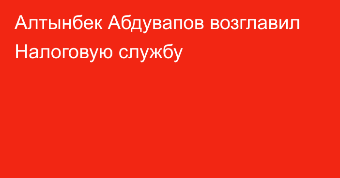 Алтынбек Абдувапов возглавил Налоговую службу