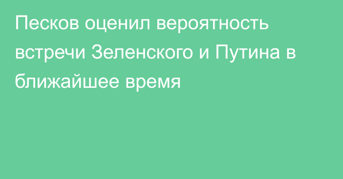 Песков оценил вероятность встречи Зеленского и Путина в ближайшее время