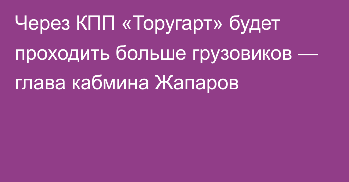 Через КПП «Торугарт» будет проходить больше грузовиков — глава кабмина Жапаров
