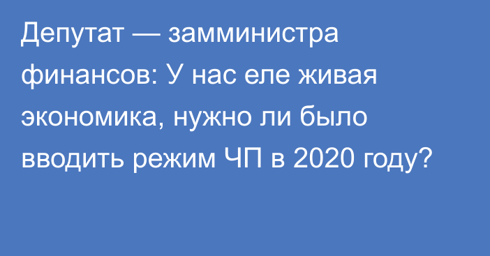 Депутат — замминистра финансов: У нас еле живая экономика, нужно ли было вводить режим ЧП в 2020 году?