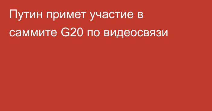 Путин примет участие в саммите G20 по видеосвязи