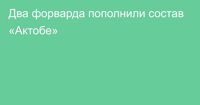 Два форварда пополнили состав «Актобе»