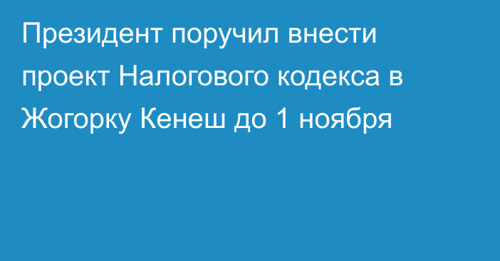 Президент поручил внести проект Налогового кодекса в Жогорку Кенеш до 1 ноября