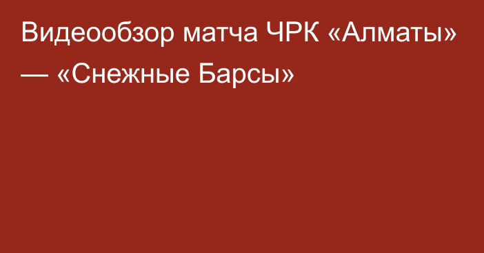 Видеообзор матча ЧРК «Алматы» — «Снежные Барсы»