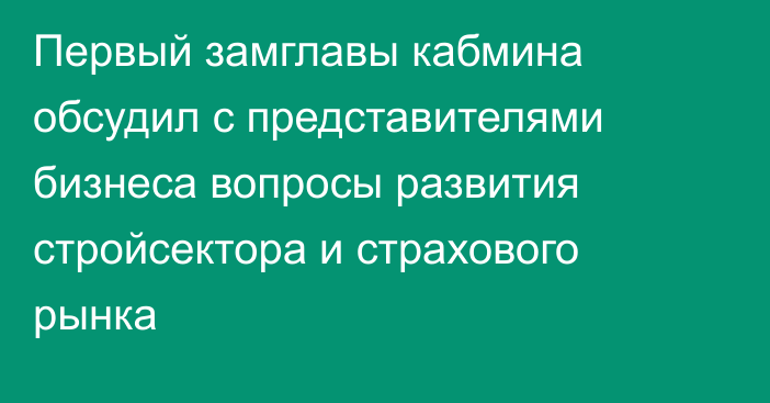 Первый замглавы кабмина обсудил с представителями бизнеса вопросы развития стройсектора и страхового рынка