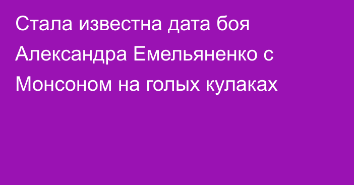 Стала известна дата боя Александра Емельяненко с Монсоном на голых кулаках