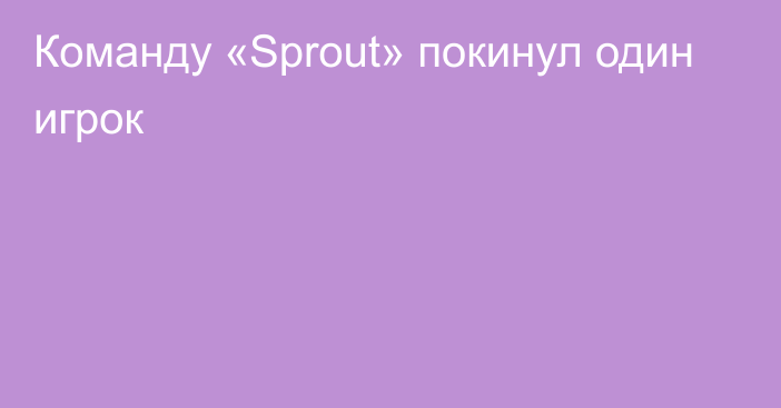 Команду «Sprout» покинул один игрок