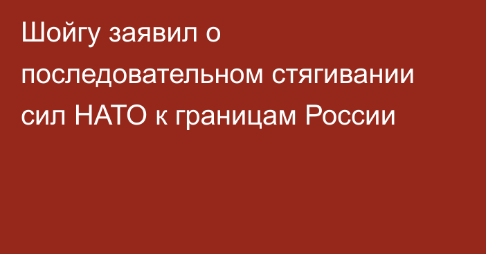 Шойгу заявил о последовательном стягивании сил НАТО к границам России