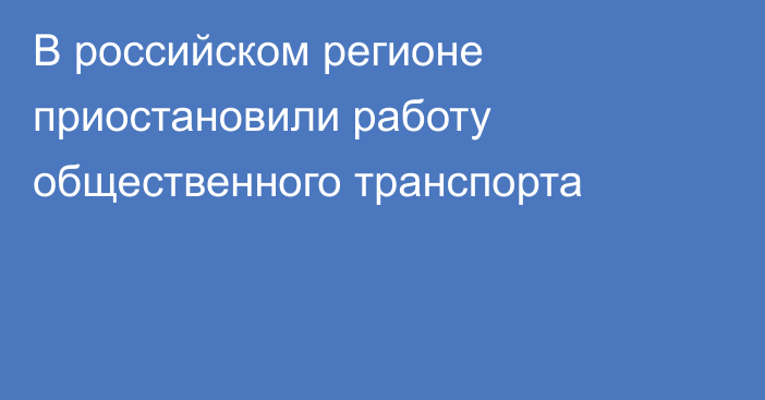 В российском регионе приостановили работу общественного транспорта