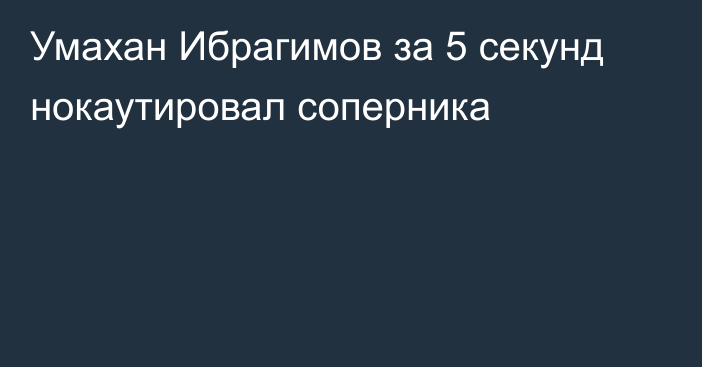 Умахан Ибрагимов за 5 секунд нокаутировал соперника