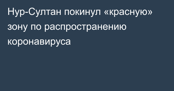 Нур-Султан покинул «красную» зону по распространению коронавируса