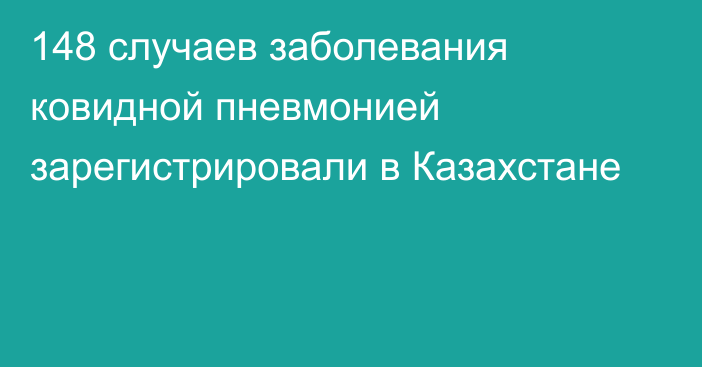 148 случаев заболевания ковидной пневмонией зарегистрировали в Казахстане