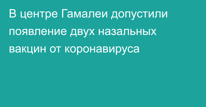 В центре Гамалеи допустили появление двух назальных вакцин от коронавируса