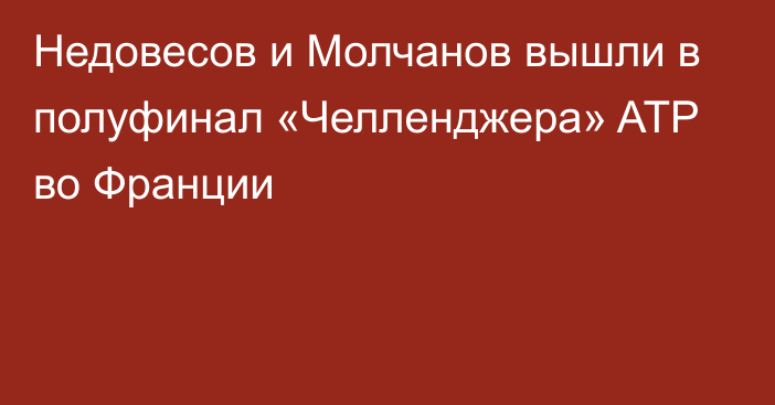 Недовесов и Молчанов вышли в полуфинал «Челленджера» ATP во Франции