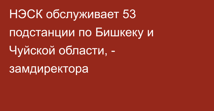 НЭСК обслуживает 53 подстанции по Бишкеку и Чуйской области, - замдиректора