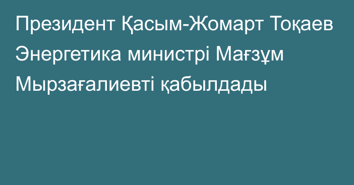 Президент Қасым-Жомарт Тоқаев Энергетика министрі Мағзұм Мырзағалиевті қабылдады