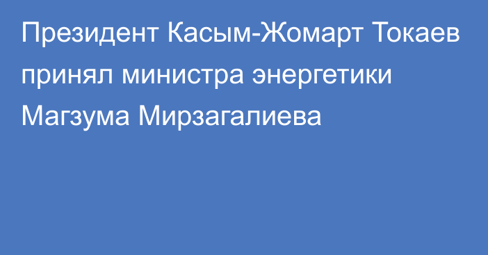 Президент Касым-Жомарт Токаев принял министра энергетики Магзума Мирзагалиева