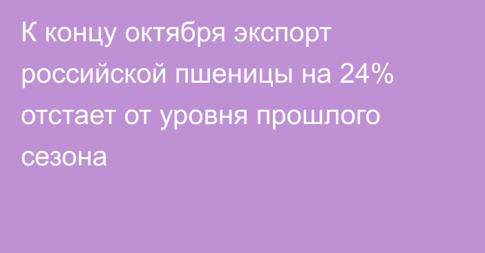 К концу октября экспорт российской пшеницы на 24% отстает от уровня прошлого сезона