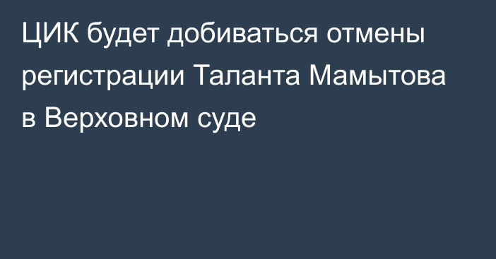 ЦИК будет добиваться отмены регистрации Таланта Мамытова в Верховном суде