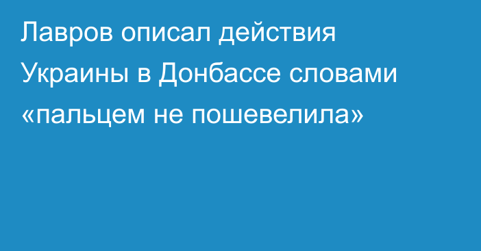Лавров описал действия Украины в Донбассе словами «пальцем не пошевелила»
