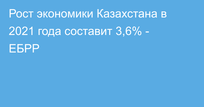 Рост экономики Казахстана в 2021 года составит 3,6% - ЕБРР