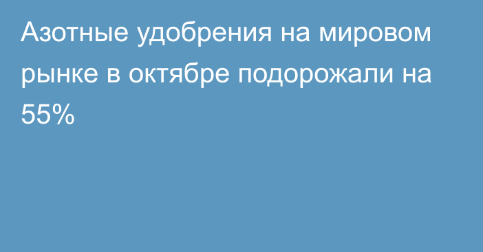 Азотные удобрения на мировом рынке в октябре подорожали на 55%