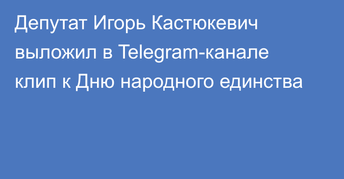 Депутат Игорь Кастюкевич выложил в Telegram-канале клип к Дню народного единства