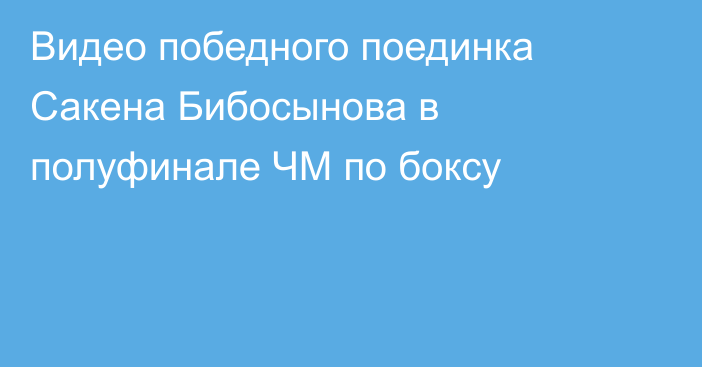 Видео победного поединка Сакена Бибосынова в полуфинале ЧМ по боксу