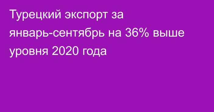 Турецкий экспорт за январь-сентябрь на 36% выше уровня 2020 года